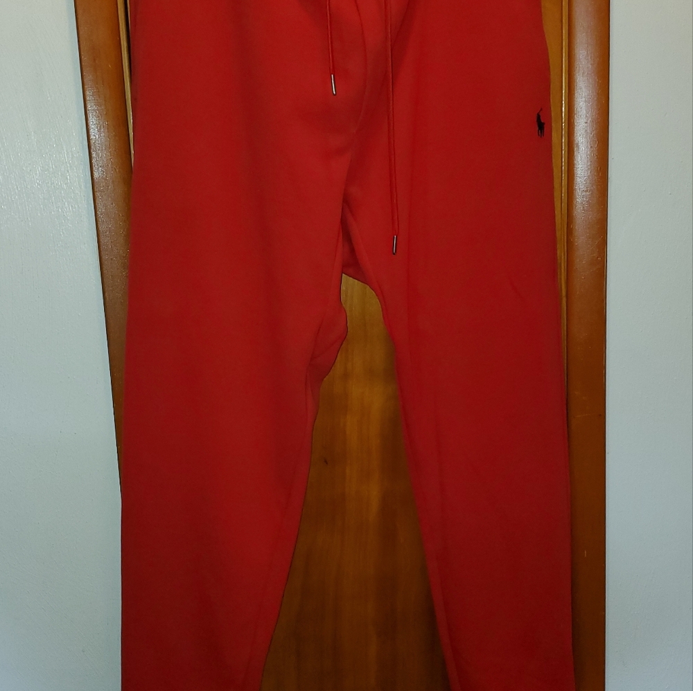 Mens XL Polo Ralph Lauren Red Jogger Sweatpants Drawstring Waist with pockets